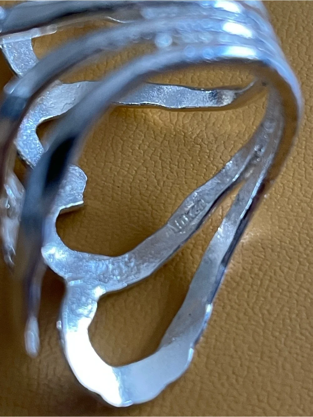 Vintage Taxco Silver Butterfly Wings Abstract Openwork Boho Statement Ring Sz 9